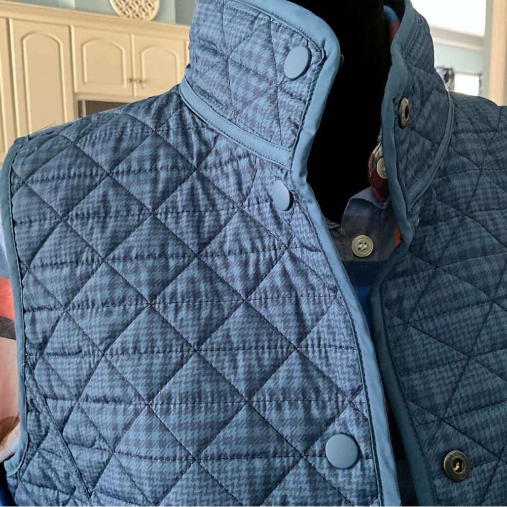 Reversible Land’s End Vest Blue Plaid Double-Sided Vest Women’s Medium Vest - Picture 5 of 10